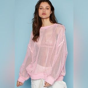🆕 NEW POL Pink Mesh Sweater Top